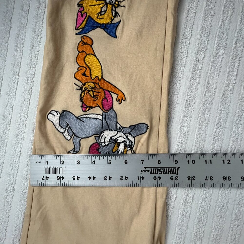Omighty Womens Tom & Gerry Pants Size Medium Khaki Straight Leg Mid-Rise Pockets - Picture 9 of 9